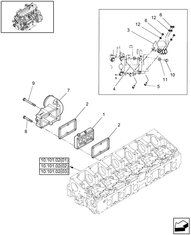 Схема запчастей Case IH 7120 - (10.254.01[01]) - INTAKE MANIFOLD & HEATER - 7120/7120(LA) (10) - ENGINE