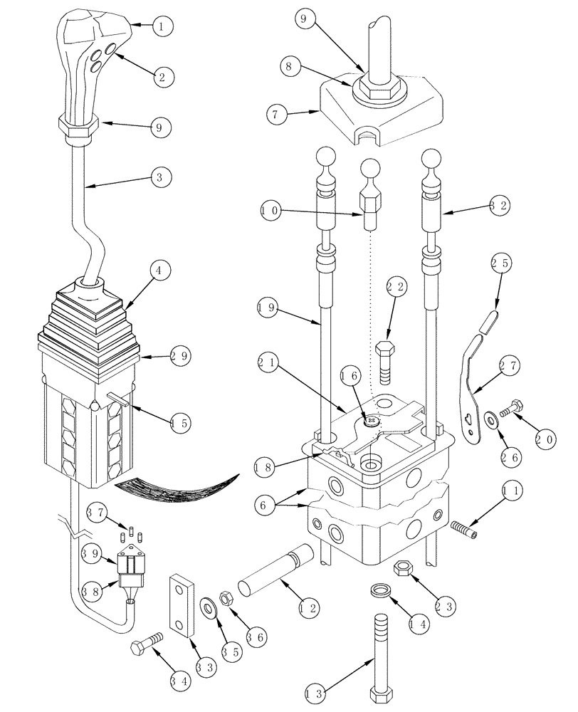 Схема запчастей Case IH LX172 - (08-25) - CONTROL ASSEMBLY - 3 FUNCTION - MX100-MX170 POWER SHIFT TRANSMISSION (08) - HYDRAULICS