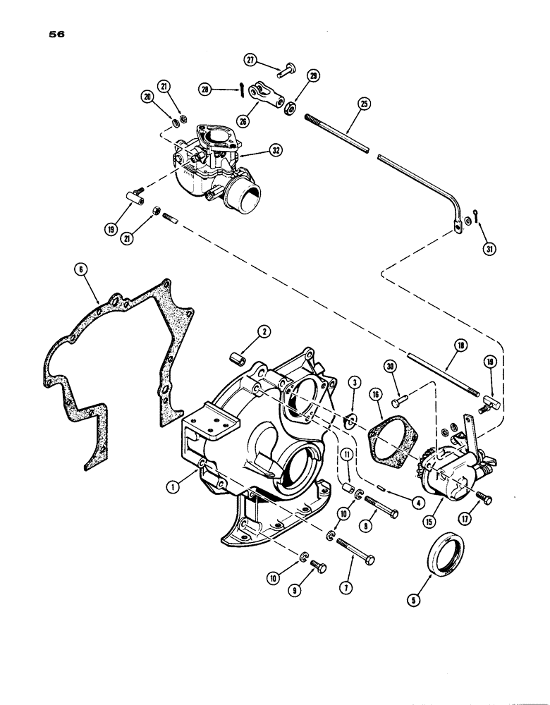 Схема запчастей Case IH 770 - (056) - TIMING GEAR COVER & GOVERNOR LINKAGE, (251B) SPARK IGNITION ENGINE (03) - FUEL SYSTEM