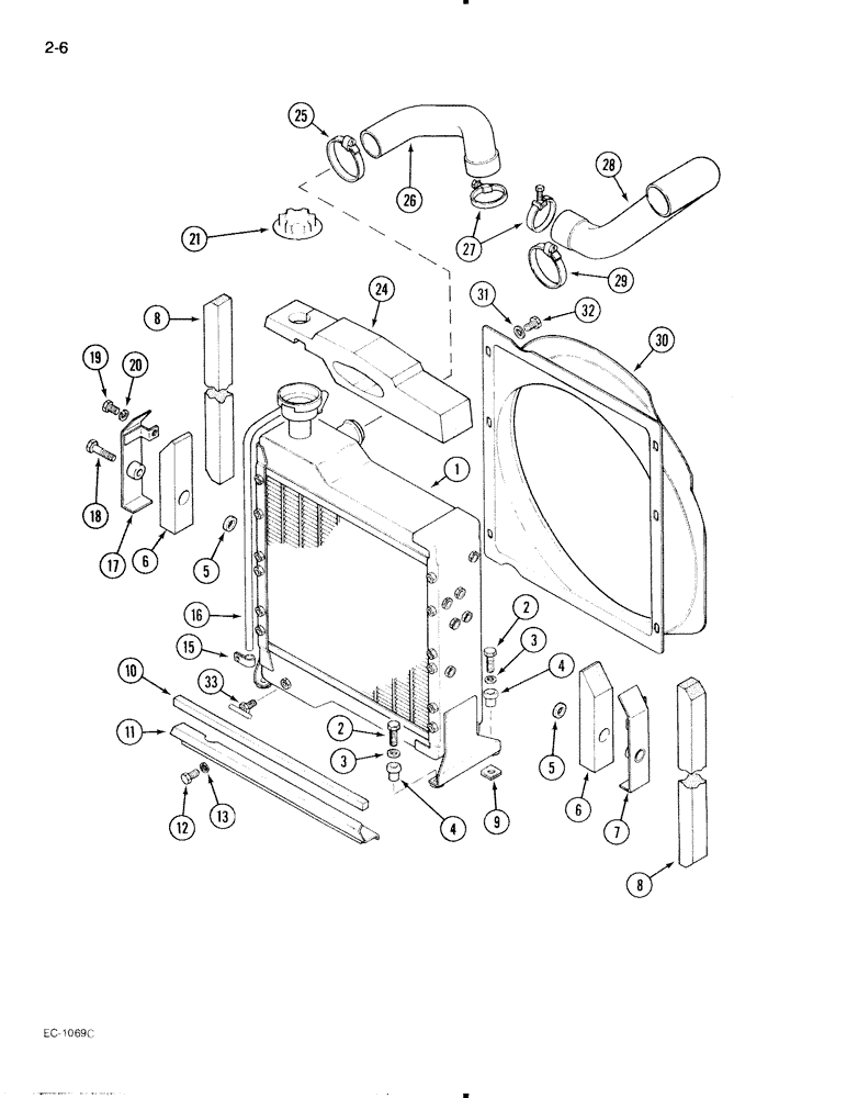 Схема запчастей Case IH 695 - (2-06) - RADIATOR AND CONNECTIONS, WITH AIR CONDITIONING, WITH TROPICAL COOLING (02) - ENGINE