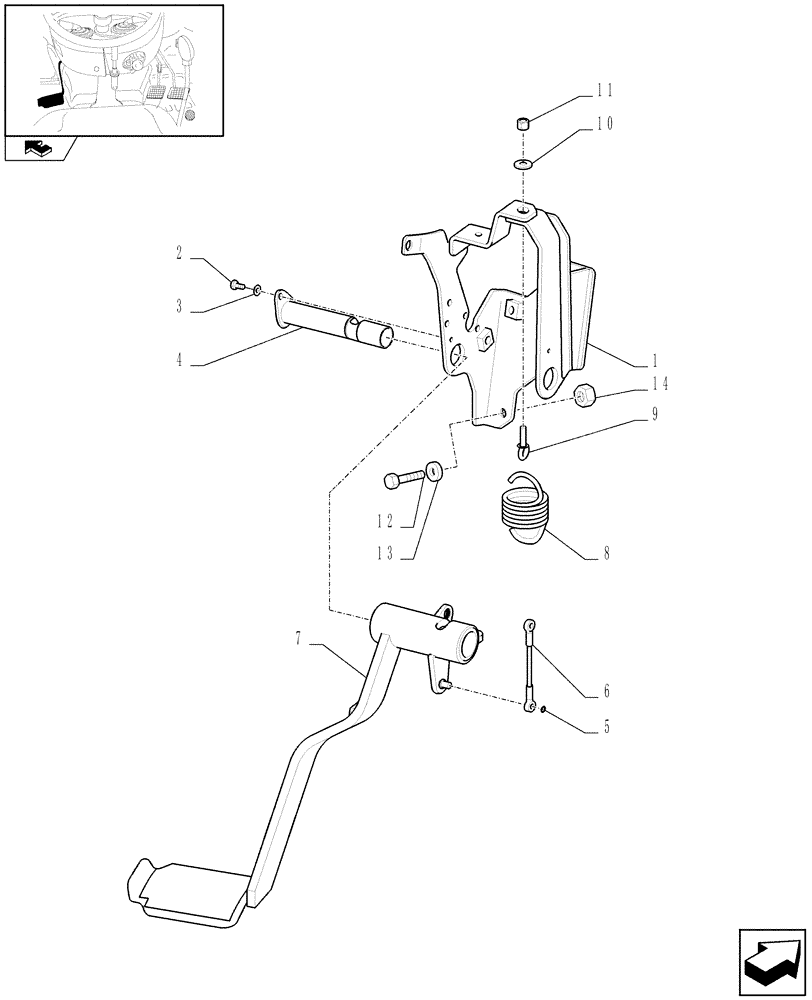 Схема запчастей Case IH FARMALL 75N - (1.92.260) - CLUTCH PEDAL (10) - OPERATORS PLATFORM/CAB