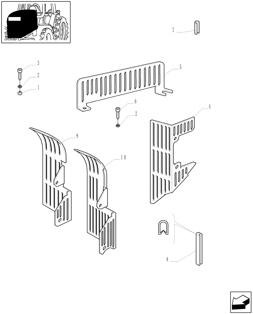 Схема запчастей Case IH MXM190 - (1.19.9/01) - ENGINE GUARD (02) - ENGINE EQUIPMENT