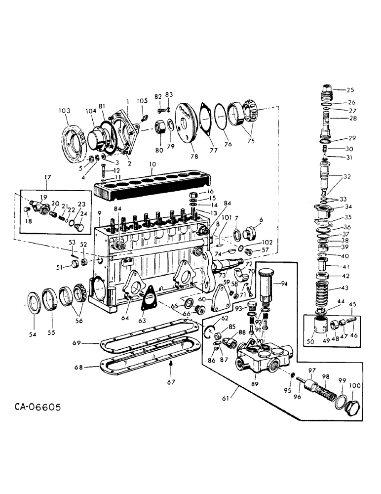 Схема запчастей Case IH V-800 - (B-17) - FUEL INJECTION PUMP, PUMP HOUSING AND RELATED PARTS 