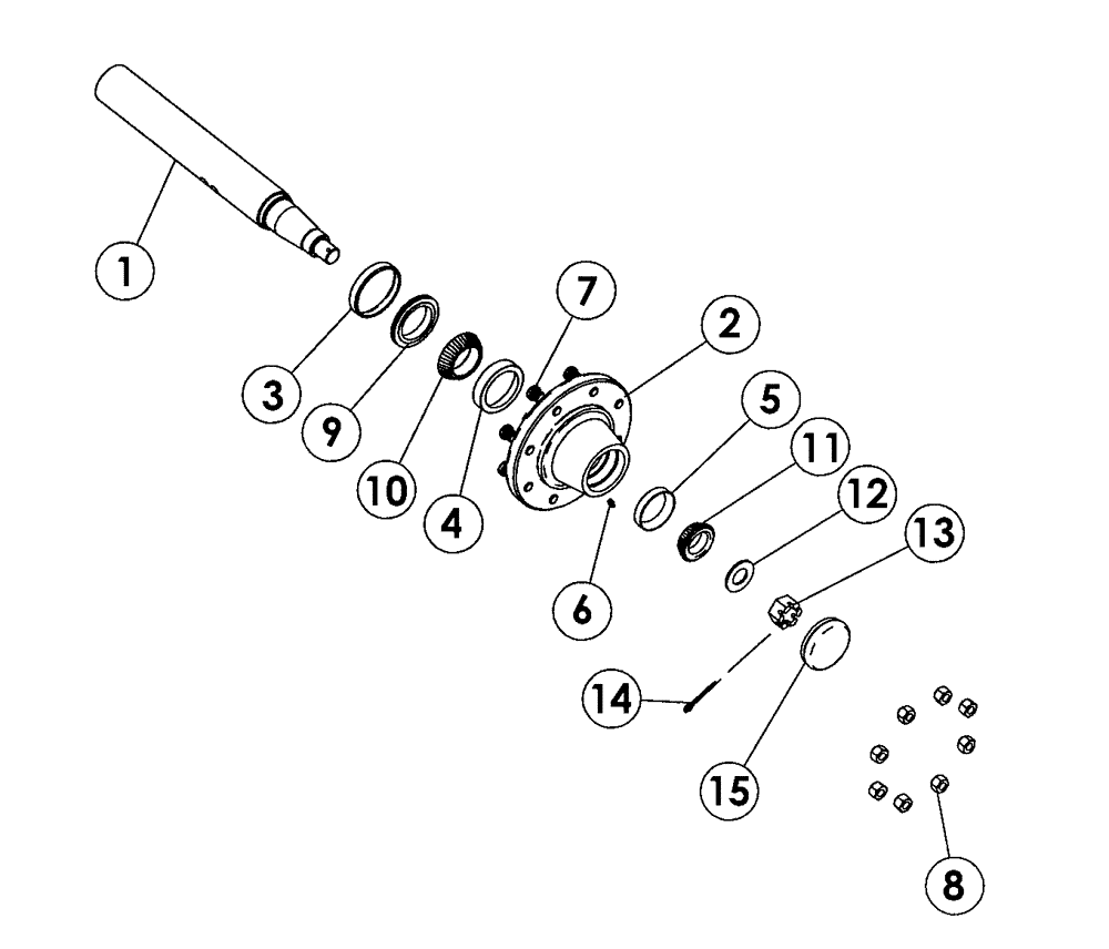 Схема запчастей Case IH RMX790 - (44.100.02) - AXLE HUB AND SPINDLE, 8-BOLT (09) - CHASSIS/ATTACHMENTS