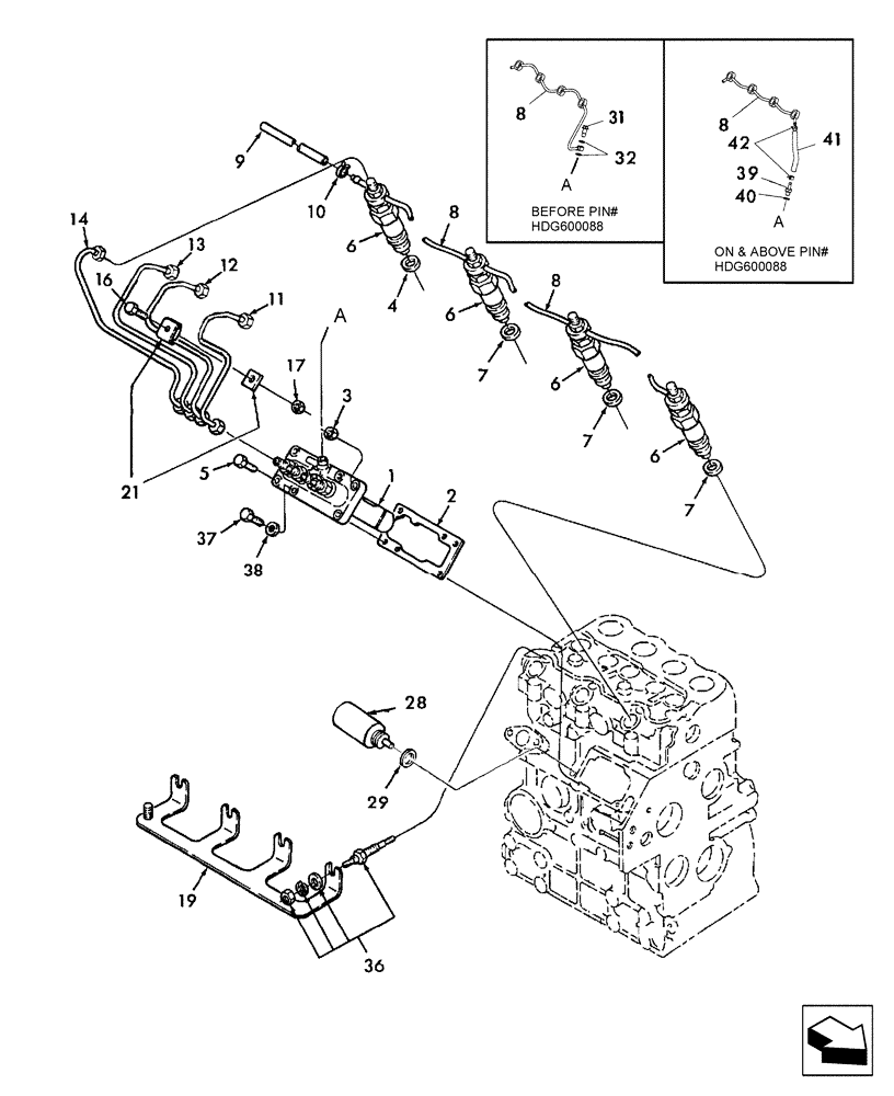 Схема запчастей Case IH DX55 - (01.10) - FUEL INJECTION PUMP & LINES (01) - ENGINE