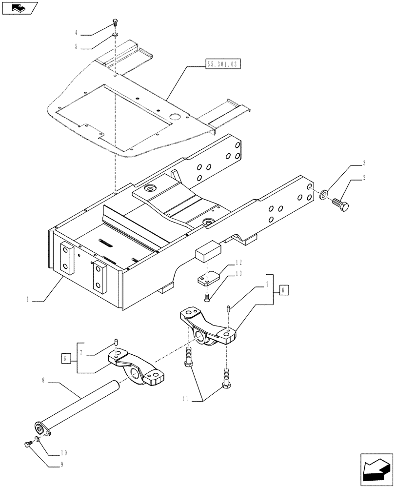 Схема запчастей Case IH FARMALL 65C - (25.100.0101) - 2WD FRONT AXLE SUPPORT (VAR.336489 / 743562) (25) - FRONT AXLE SYSTEM