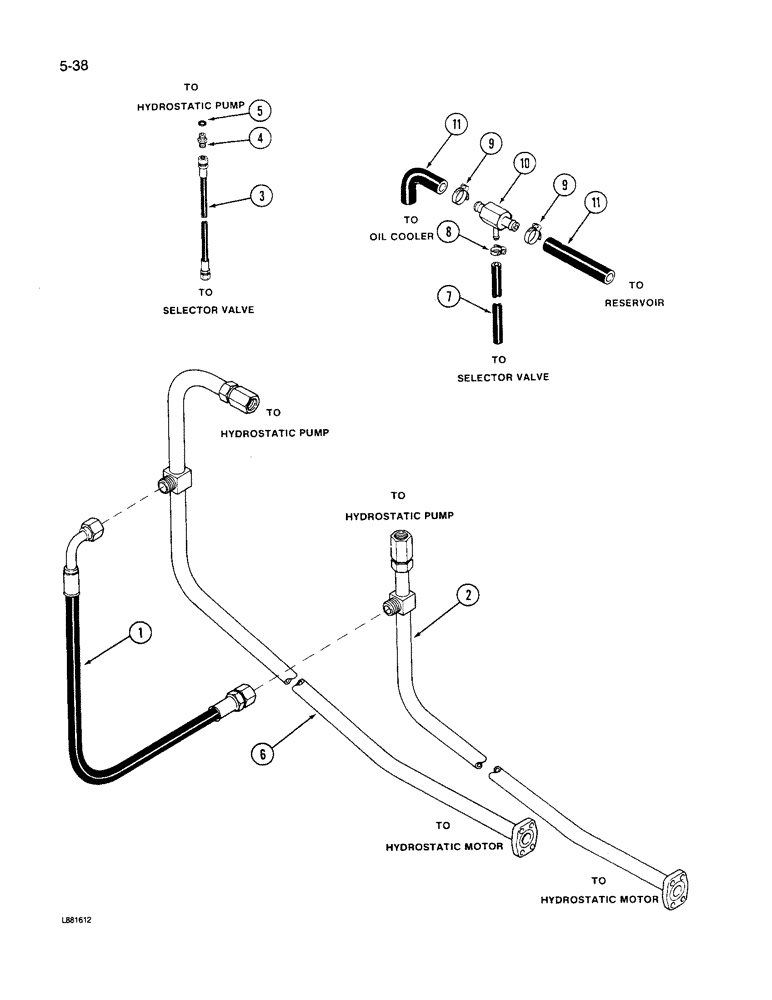 Схема запчастей Case IH 1640 - (5-38) - 1304931C1 HYDRAULIC SYSTEM, POWER GUIDE AXLE, PRIOR TO P.I.N. JJC0034001 (04) - STEERING