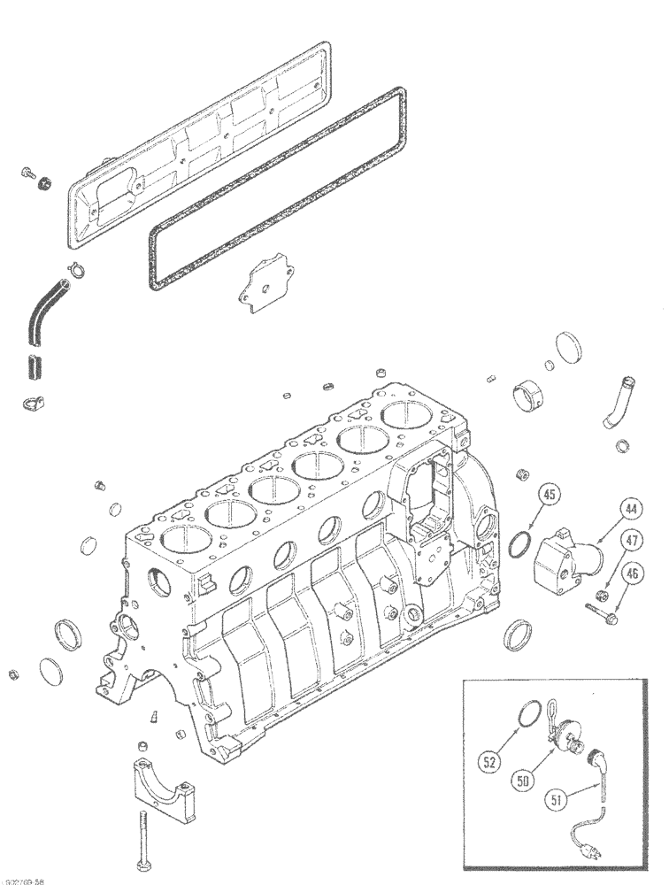 Схема запчастей Case IH 1620 - (2-40) - CYLINDER BLOCK, 6T-590 ENGINE / BLOCK HEATER (01) - ENGINE