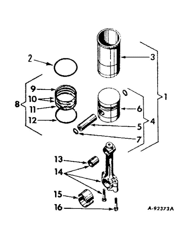 Схема запчастей Case IH BD-144 - (A-03) - CONNECTING RODS, PISTONS AND SLEEVES 