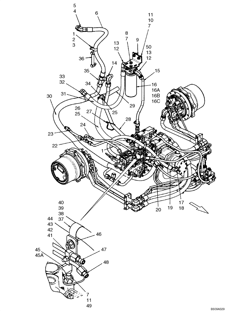 Схема запчастей Case IH 420CT - (06-10) - HYDROSTATICS - SUPPLY AND RETURN (420CT WITH PILOT CONTROL) (06) - POWER TRAIN