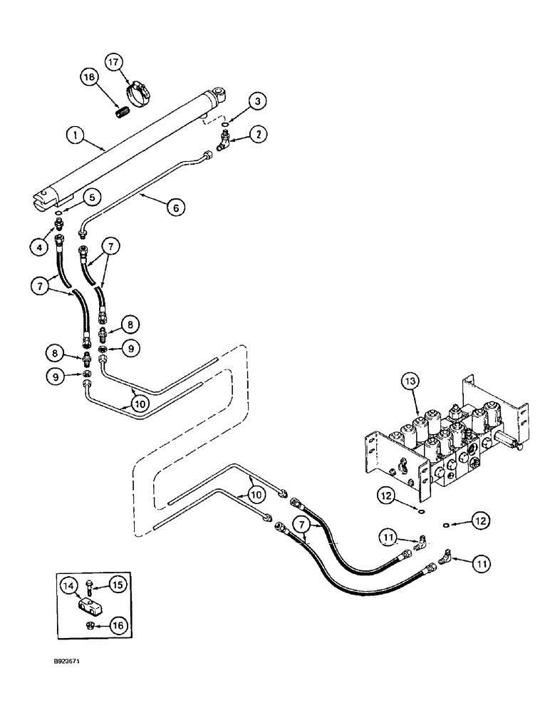 Схема запчастей Case IH 1644 - (8-68) - UNLOADER TUBE SWING CYLINDER SYSTEM (07) - HYDRAULICS