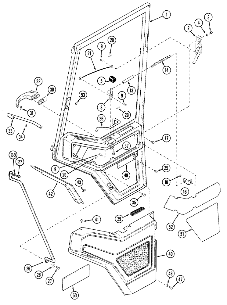 Схема запчастей Case IH 7240 - (9-112) - CAB, DOOR AND LATCH (09) - CHASSIS/ATTACHMENTS