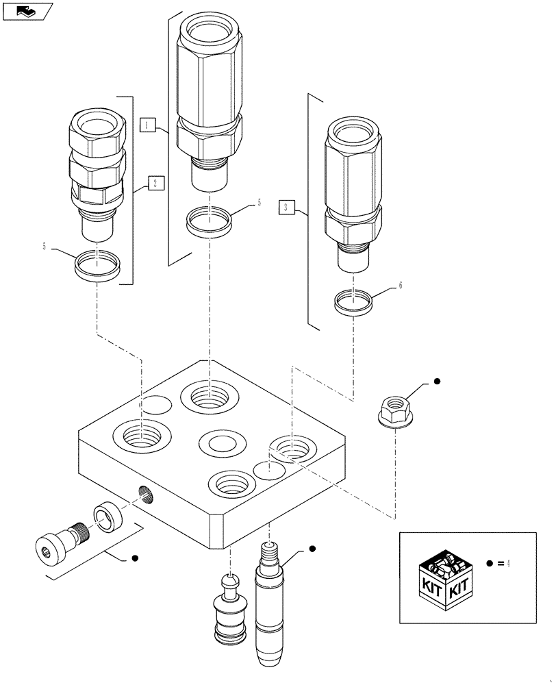 Схема запчастей Case IH 6130 - (35.204.14[02]) - HYDRAULICS- HEADER COUPLER BREAKDOWN (35) - HYDRAULIC SYSTEMS