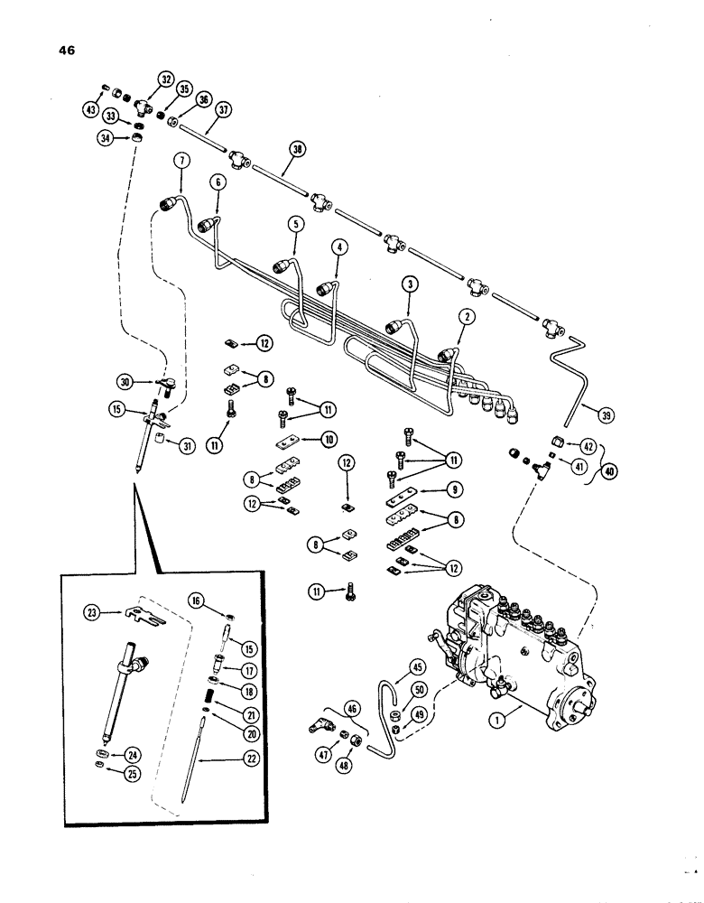 Схема запчастей Case IH 1270 - (046) - FUEL INJECTION SYSTEM, 451BDT, DIESEL ENGINE (03) - FUEL SYSTEM