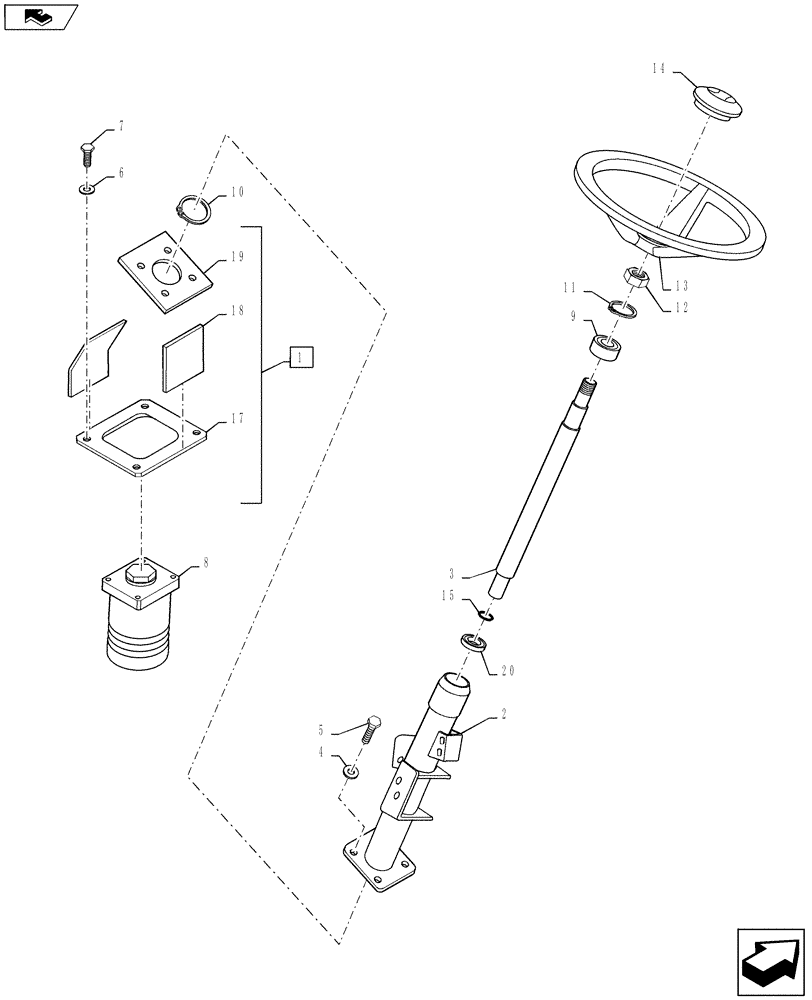 Схема запчастей Case IH FARMALL 55A - (41.204.01) - STEERING COLUMN (41) - STEERING