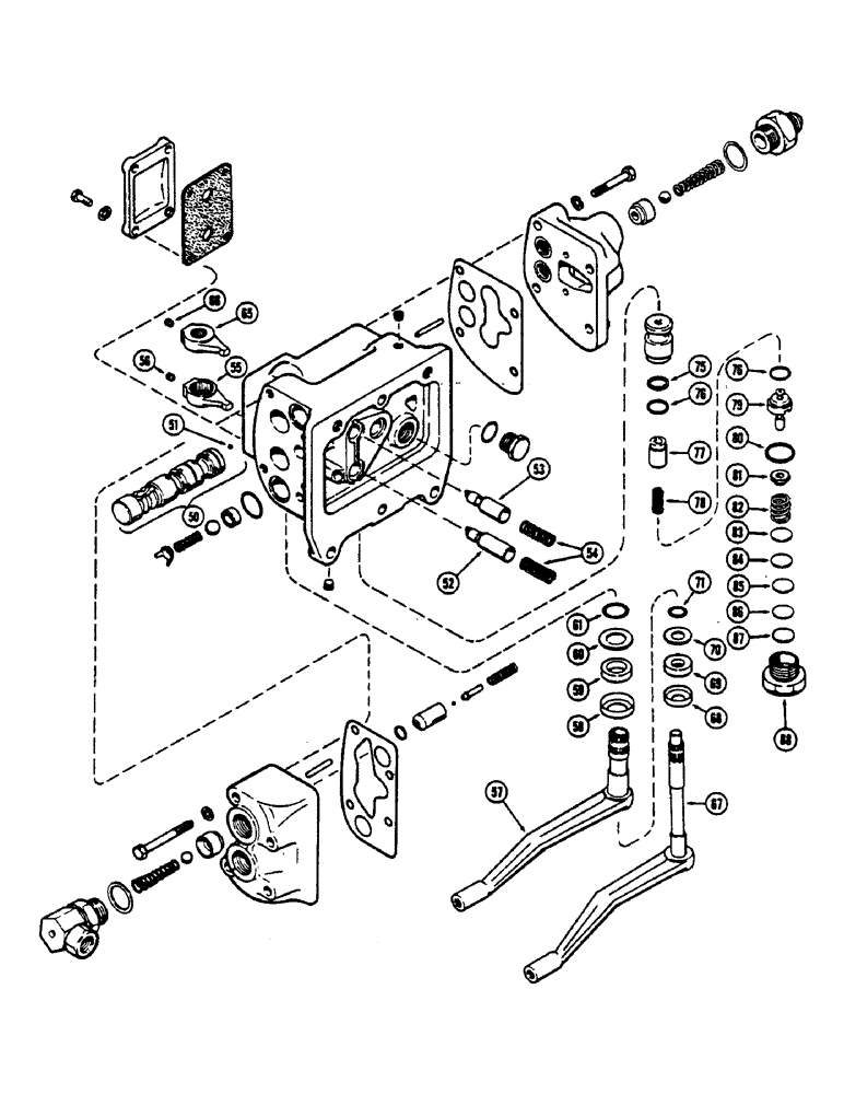 Схема запчастей Case IH 1175 - (171E) - A61465 AUXILIARY VALVE, USED PRIOR TO TRACTOR SERIAL NUMBER 8709725 (08) - HYDRAULICS