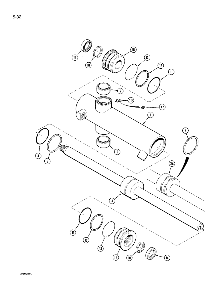 Схема запчастей Case IH 7150 - (5-032) - STEERING CYLINDER ASSEMBLY, TWO WHEEL DRIVE (05) - STEERING