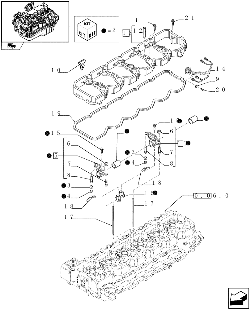 Схема запчастей Case IH F4HE9687S J100 - (0.06.6) - ROCKER SHAFT (2852429) 