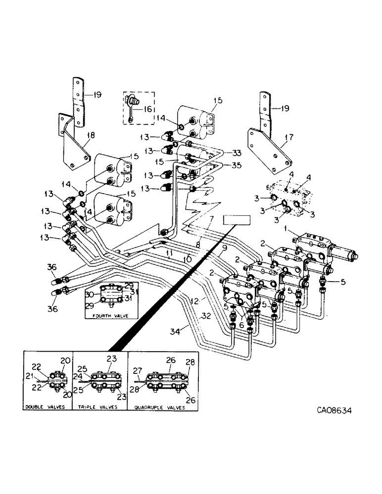 Схема запчастей Case IH 6788 - (10-33) - HYDRAULICS, TWO, THREE AND FOUR AUXILIARY VALVE CONNECTIONS (07) - HYDRAULICS