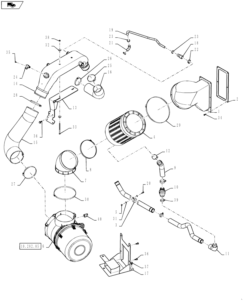 Схема запчастей Case IH 8230 - (10.202.04) - AIR INTAKE/AIR CLEANER 82/9230 T4 (10) - ENGINE