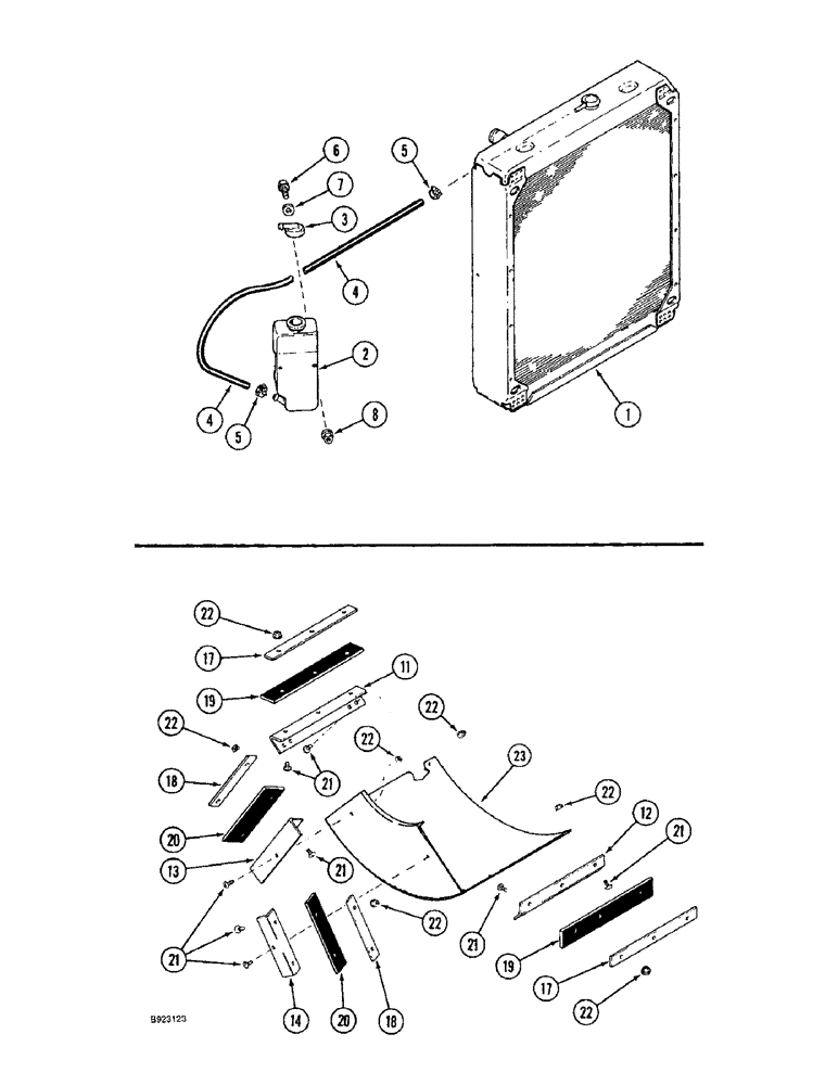 Схема запчастей Case IH 1644 - (2-04) - COOLANT RECOVERY SYSTEM, ROTARY AIR SCREEN BAFFLE SEALS (01) - ENGINE