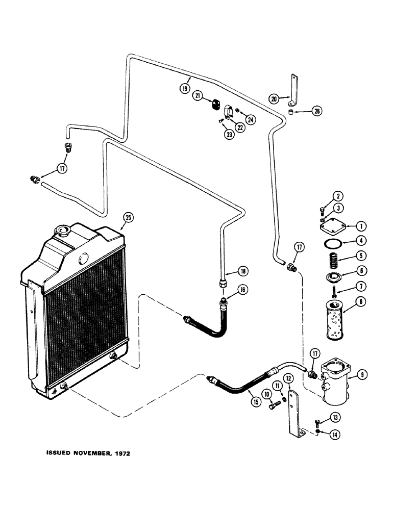 Схема запчастей Case IH M570 - (054) - OIL FILTER AND COOLING TUBES, TORQUE CONVERTER DRIVE (06) - POWER TRAIN