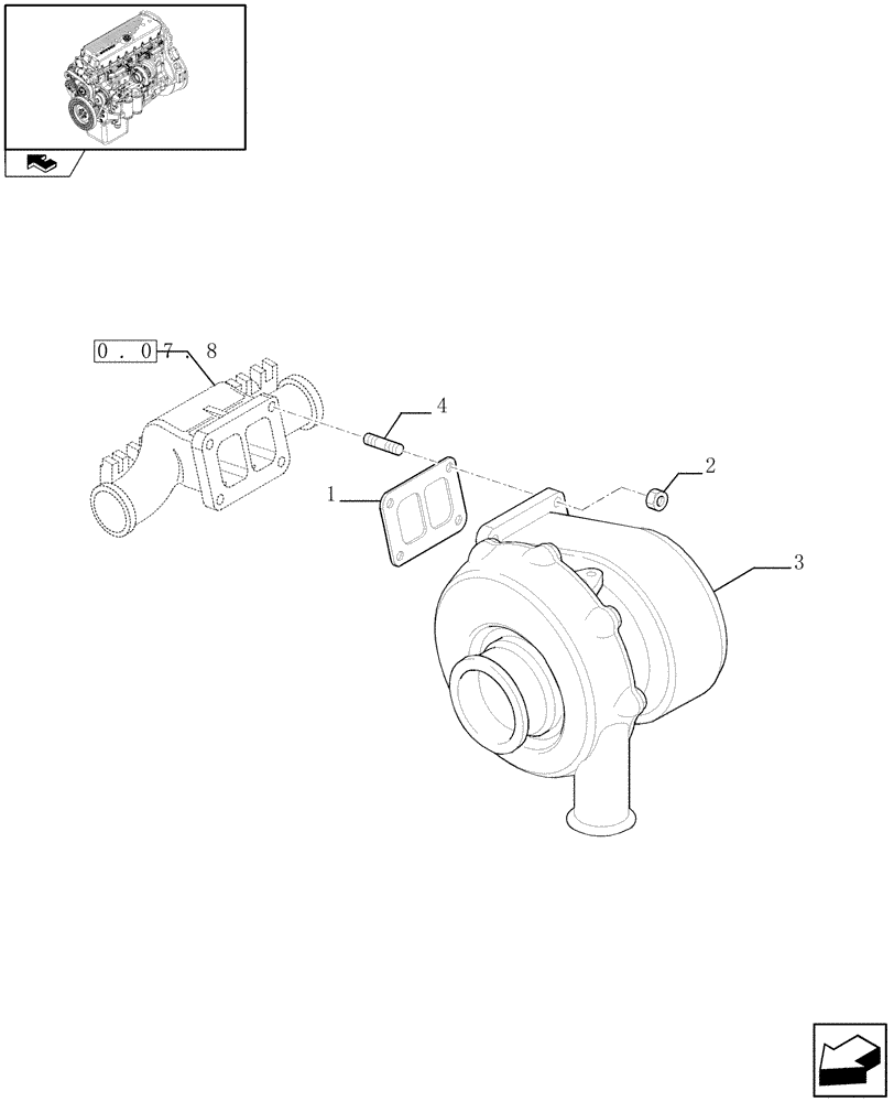 Схема запчастей Case IH F3BE0684N E904 - (0.24.0) - TURBOCHARGER & RELATED PARTS (504261687) 