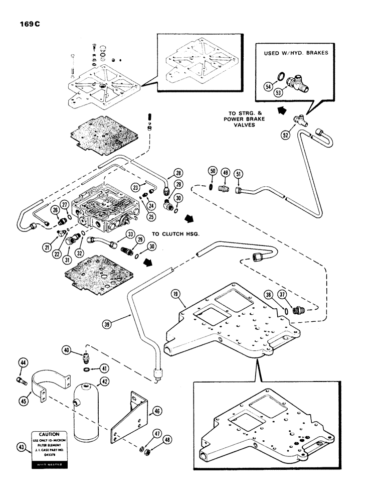 Схема запчастей Case IH 970 - (169C) - TRANSMISSION CONTROL VALVE, COVERS, GASKETS & TUBES, POWER SHIFT, USED PRIOR TO TRANS. SN 2366001 (06) - POWER TRAIN