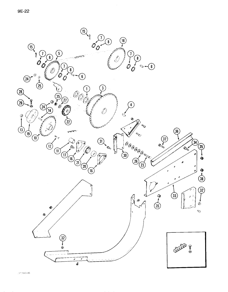 Схема запчастей Case IH 1640 - (9E-22) - GRAIN TANK UNLOADER CHAIN DRIVE, P.I.N. JJC0097103 AND AFTER (17) - GRAIN TANK & UNLOADER