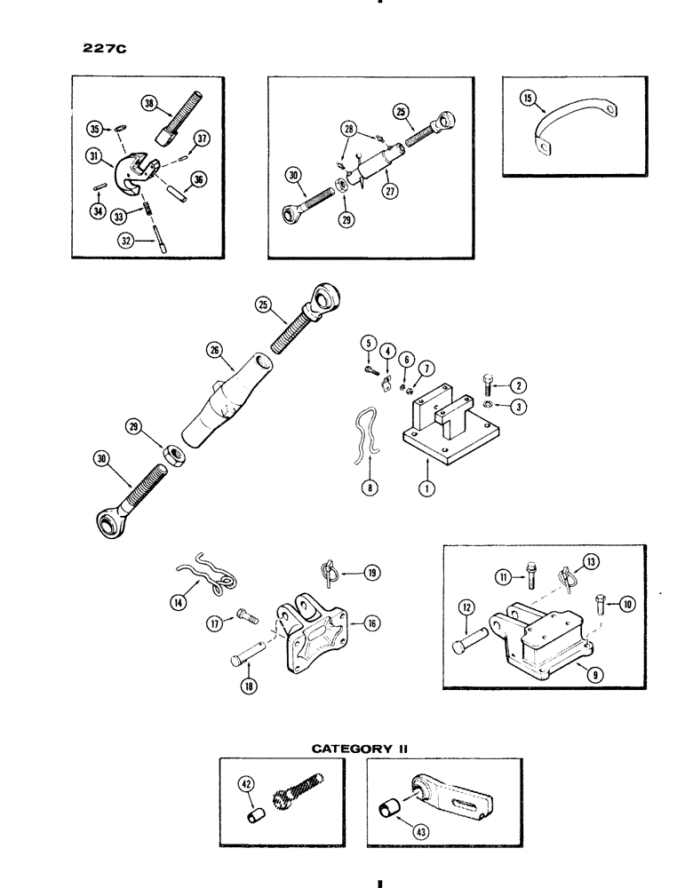 Схема запчастей Case IH 730 SERIES - (227C) - THREE POINT HITCH, UPPER LIFT LINK AND SUPPORT (09) - CHASSIS/ATTACHMENTS