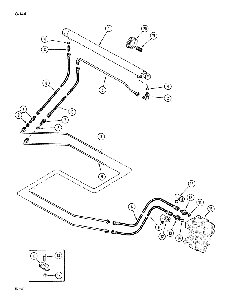 Схема запчастей Case IH 1680 - (8-144) - UNLOADER TUBE SWING CYLINDER SYSTEM (07) - HYDRAULICS