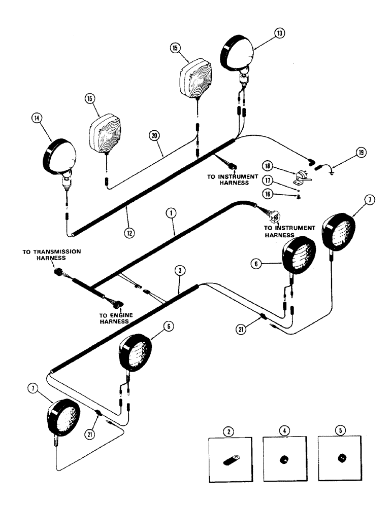 Схема запчастей Case IH 2470 - (056) - ELECTRICAL EQUIPMENT & WIRING, 504BDT DIESEL ENG. INTERMEDIATE HARNESS, FRONT & REAR LAMP HARNESSES (04) - ELECTRICAL SYSTEMS