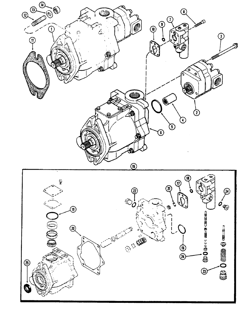 Схема запчастей Case IH 2390 - (8-256) - GEAR AND PISTON PUMP (08) - HYDRAULICS