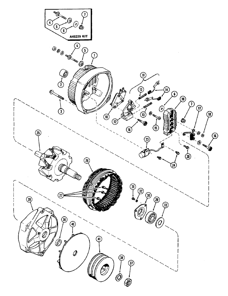 Схема запчастей Case IH 2870 - (120) - ALTERNATOR ASSEMBLY, 61 AMPERE, USED PRIOR TO P.I.N. 8826174 (04) - ELECTRICAL SYSTEMS