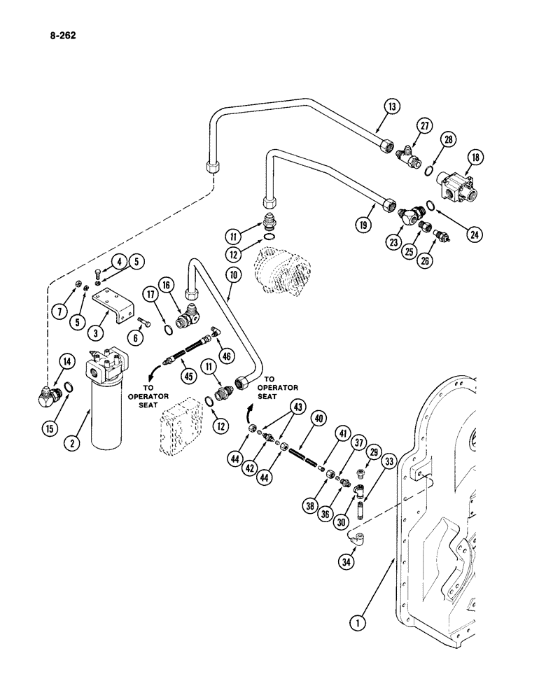 Схема запчастей Case IH 4994 - (8-262) - TRANSMISSION HYDRAULIC CIRCUIT, OIL FILTER AND VENT (08) - HYDRAULICS