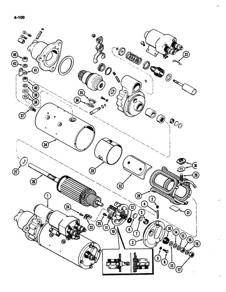 Схема запчастей Case IH 4490 - (4-100) - STARTER ASSEMBLY (04) - ELECTRICAL SYSTEMS