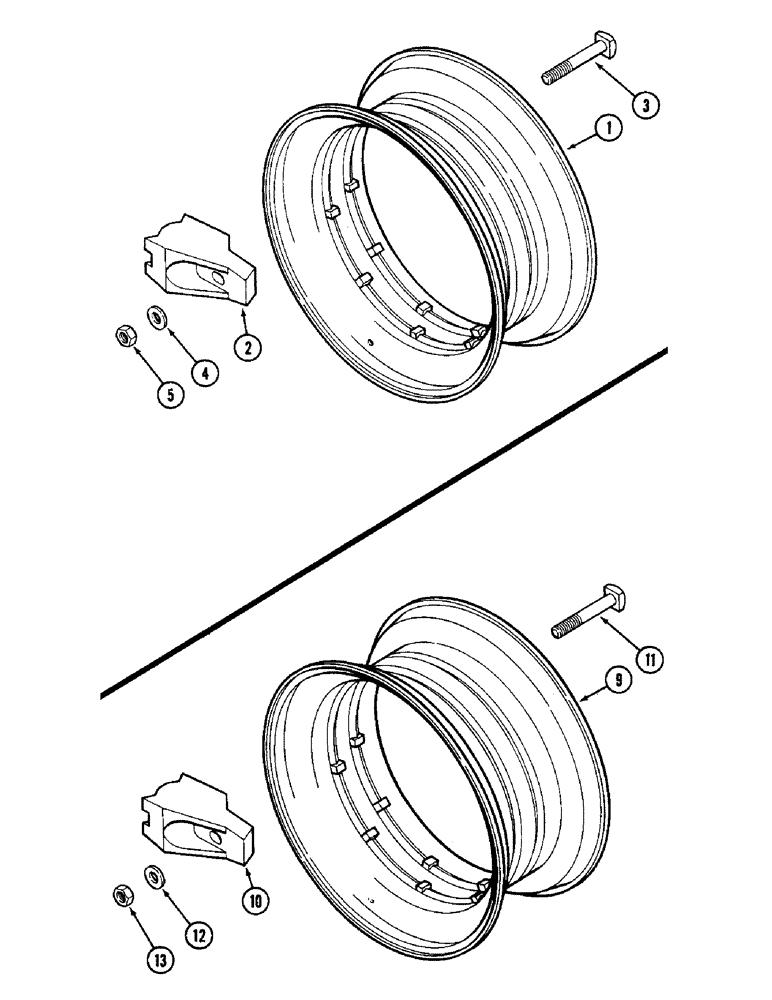 Схема запчастей Case IH 4890 - (6-226) - SINGLE WHEELS, FOR 38 INCH (965.2 MM) TIRE (06) - POWER TRAIN