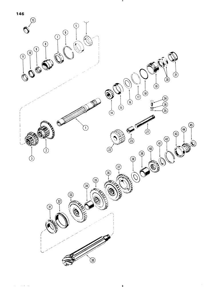 Схема запчастей Case IH 570 - (146) - TRANSMISSION SHAFTS AND GEARS, 4 SPEED (06) - POWER TRAIN