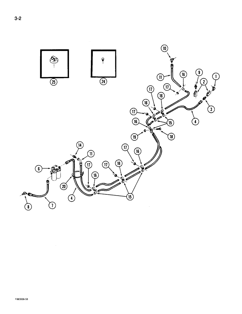 Схема запчастей Case IH 9180 - (3-02) - FUEL LINE SYSTEM 855 ENGINE (03) - FUEL SYSTEM