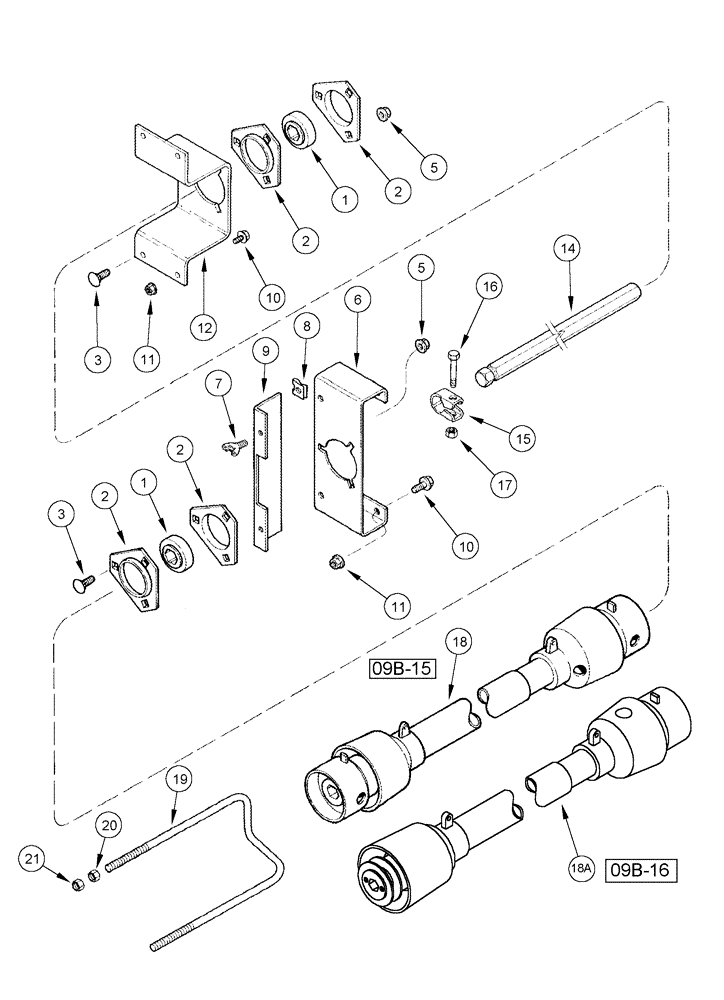 Схема запчастей Case IH 1010 - (09B-11) - KNIFE JACKSHAFT DRIVE - 15 FOOT HEADER (09) - CHASSIS/ATTACHMENTS