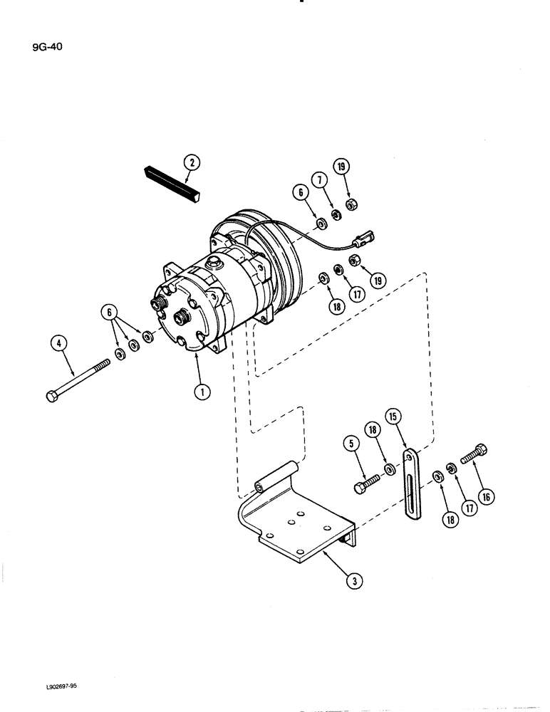 Схема запчастей Case IH 1620 - (9G-40) - COMPRESSOR MOUNTING (10) - CAB & AIR CONDITIONING