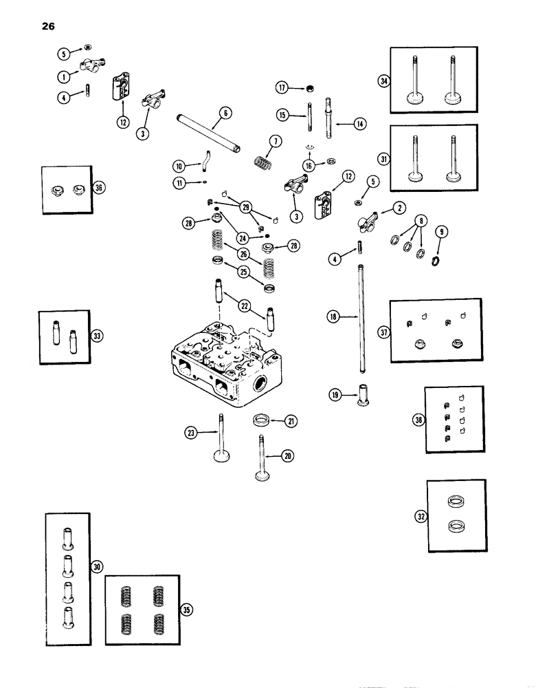 Схема запчастей Case IH 870 - (026) - VALVE MECHANISM, (336B) DIESEL ENGINE (02) - ENGINE