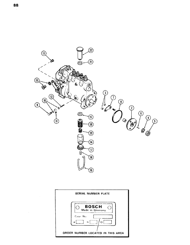 Схема запчастей Case IH 301BD - (088) - FUEL INJECTION PUMP, B, E, H, 301BD NATURALLY ASPIRATED ENGINES 