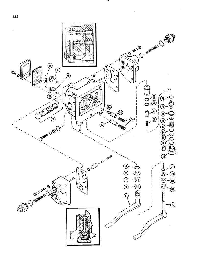 Схема запчастей Case IH 1070 - (0432) - A45294 AUXILIARY VALVE (08) - HYDRAULICS