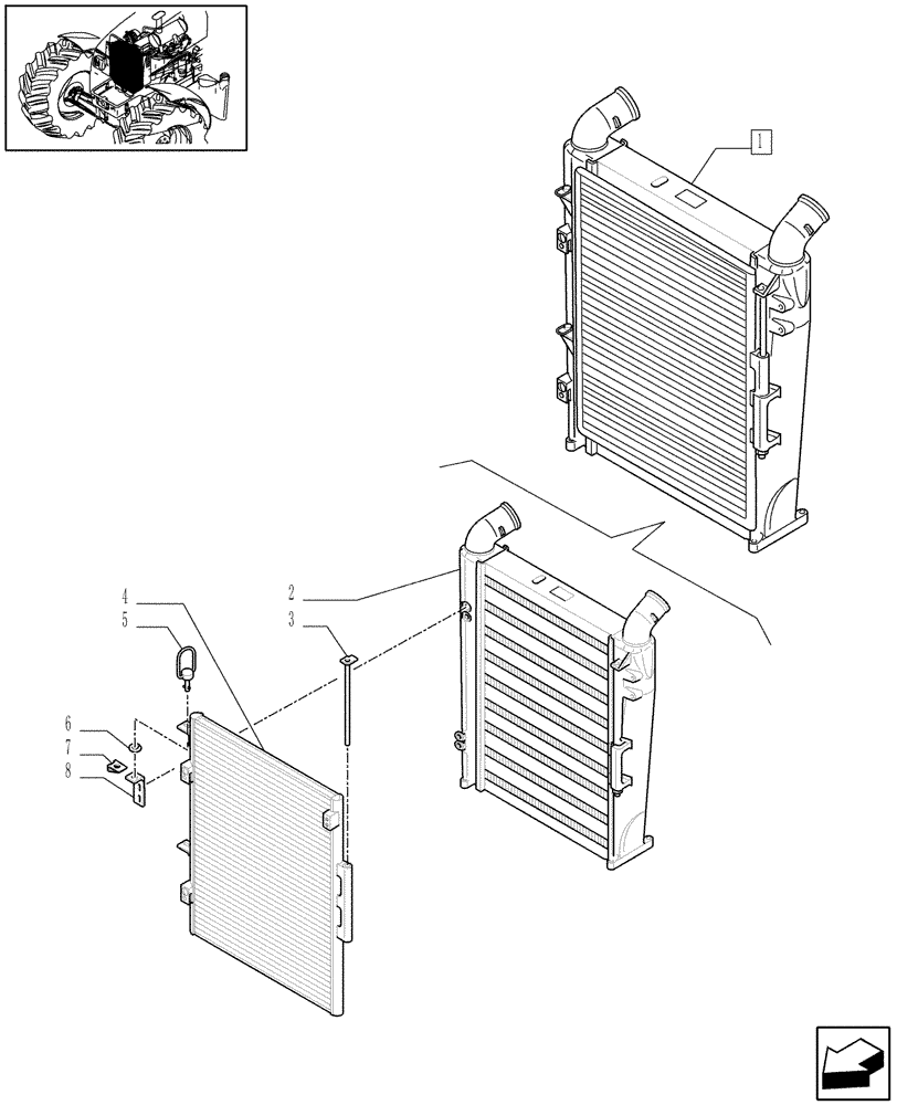 Схема запчастей Case IH MAXXUM 140 - (1.17.0/04C) - INTERCOOLER AND CONDENSER - BREAKDOWN (02) - ENGINE EQUIPMENT