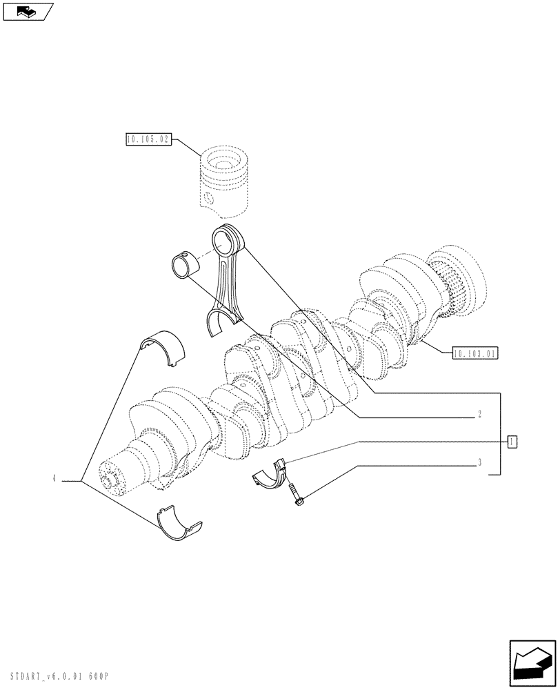 Схема запчастей Case IH F4HE9684D J105 - (10.105.01) - CONNECTING ROD (504129391) (01) - ENGINE