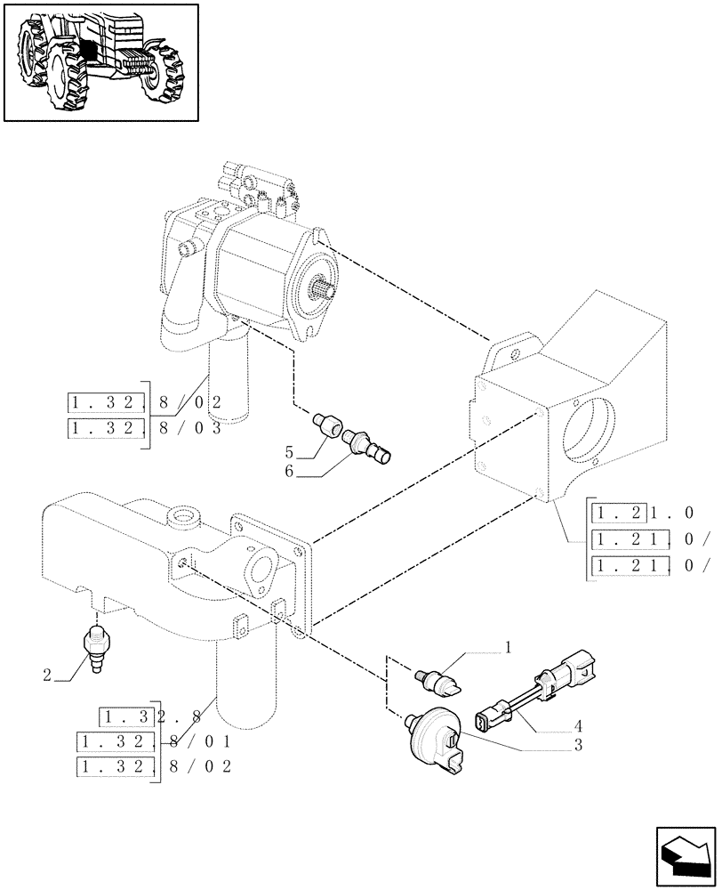 Схема запчастей Case IH MAXXUM 140 - (1.75.0[10]) - SENSORS AND SWITCHES FOR HYDRAULIC SYSTEM AND LIFT PUMPS (06) - ELECTRICAL SYSTEMS