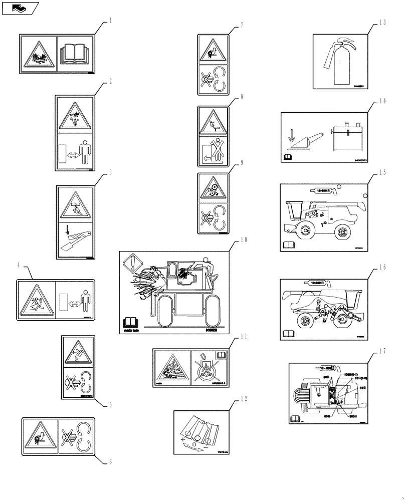 Схема запчастей Case IH 6130 - (90.108.05) - DECALS- WARNING/CAUTION/DANGER/INFORMATION (90) - PLATFORM, CAB, BODYWORK AND DECALS