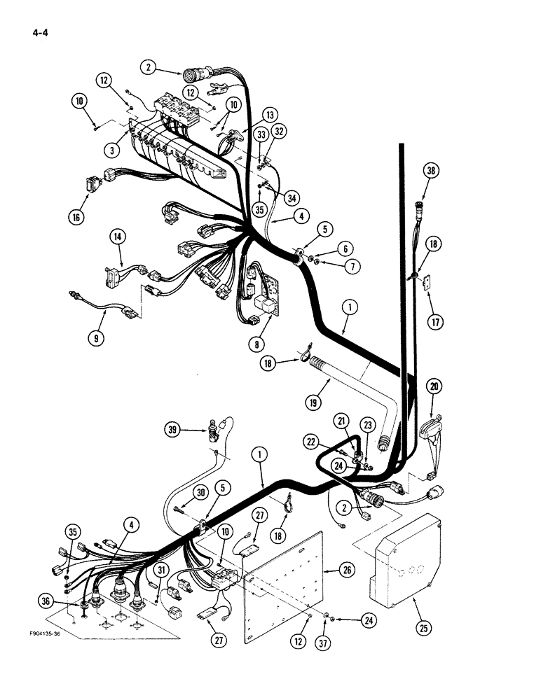 Схема запчастей Case IH 9270 - (4-04) - LOWER ROPS HARNESS (04) - ELECTRICAL SYSTEMS