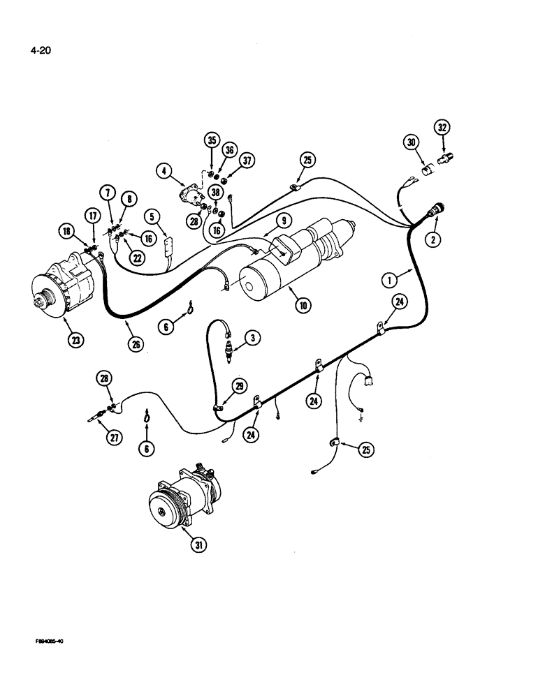 Схема запчастей Case IH 9280 - (4-020) - ENGINE HARNESS PRIOR TO P.I.N. JCB0028400 (04) - ELECTRICAL SYSTEMS